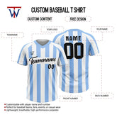 Custom Blue-White Stripe Throwback Baseball Jersey